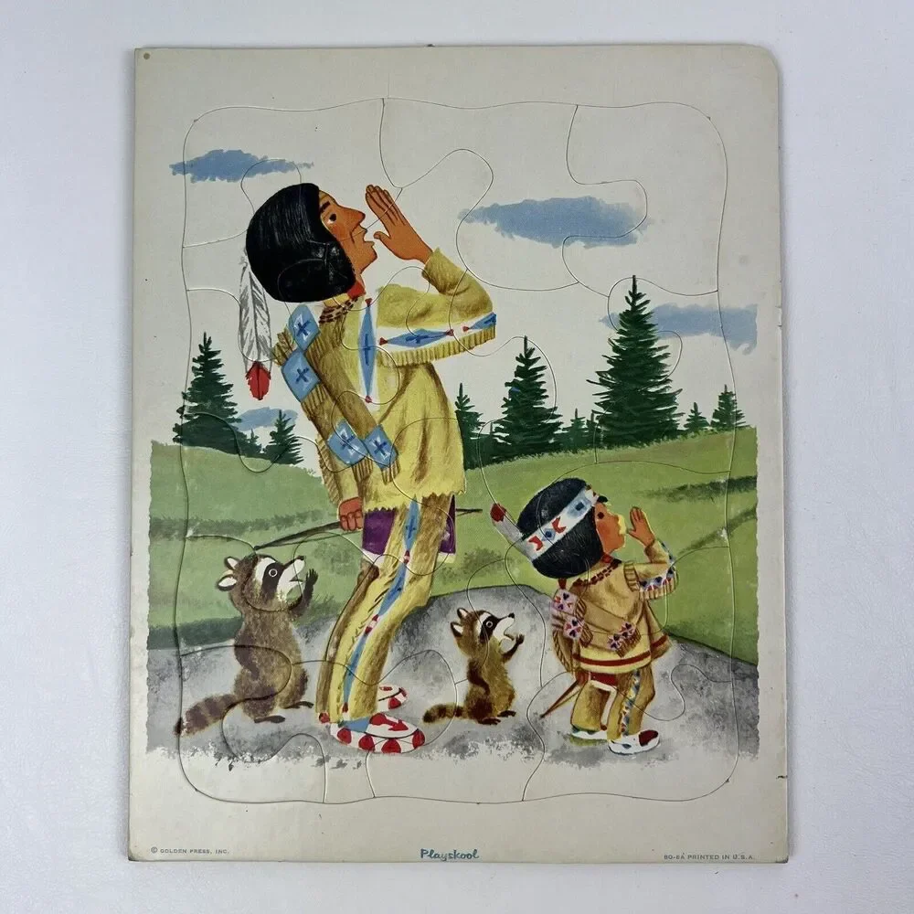 PLAYSKOOL Native American VTG 50s Puzzle Lot Indian  80-6A 6B USA Golden Press